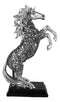 Ebros Silver Vine Engraved Bucking Stallion Horse On Hind Legs Figurine 12"H