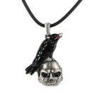 Ebros Infected Red Eyed Raven On Skull Pendant Jewelry Necklace Lead Free Pewter
