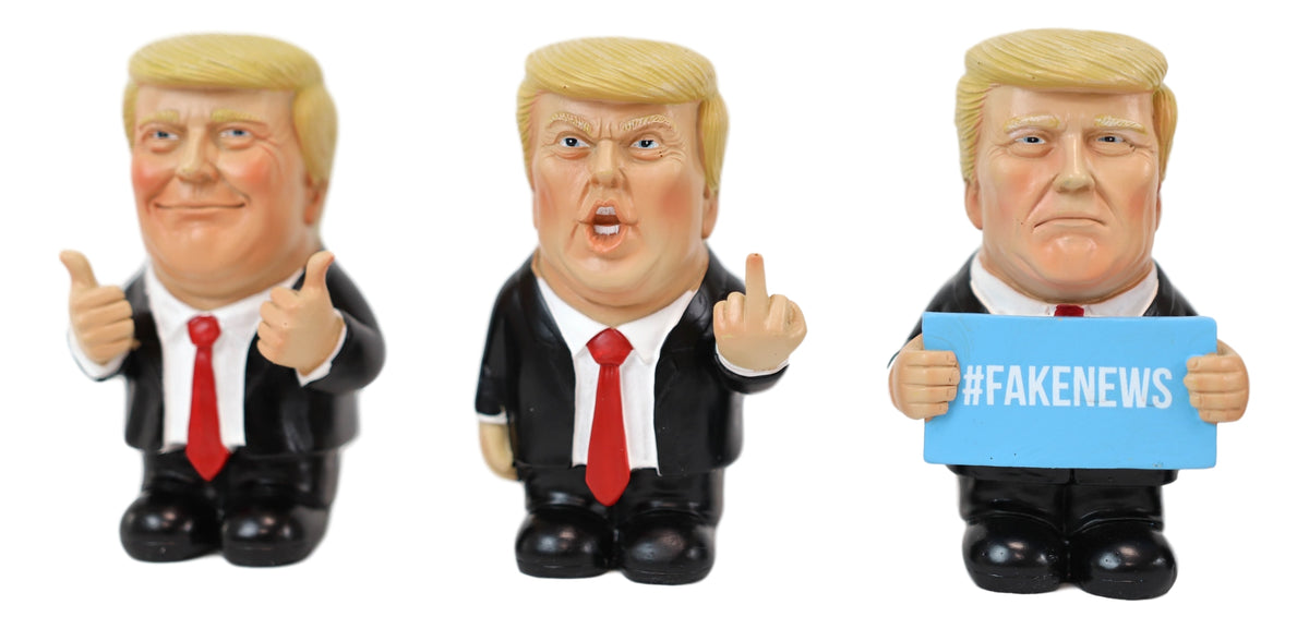 Set of 4 US President Trump Keep America Great Fake News Flip The Bird Figurines