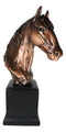 Western Wildlife Long Mane Horse Stallion Head Bust Figurine With Trophy Base