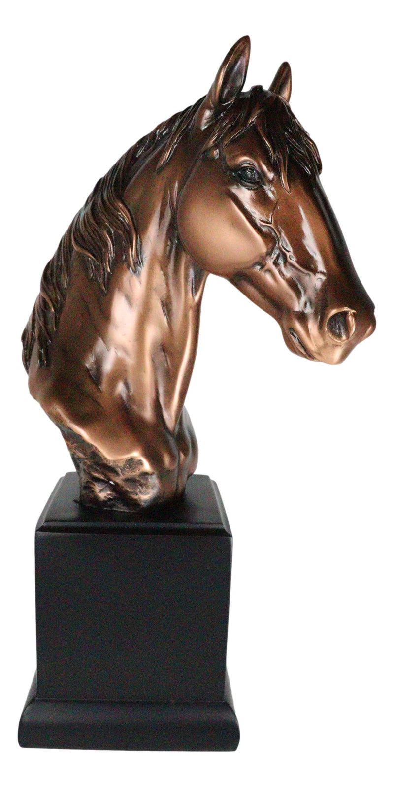 Western Wildlife Long Mane Horse Stallion Head Bust Figurine With Trophy Base