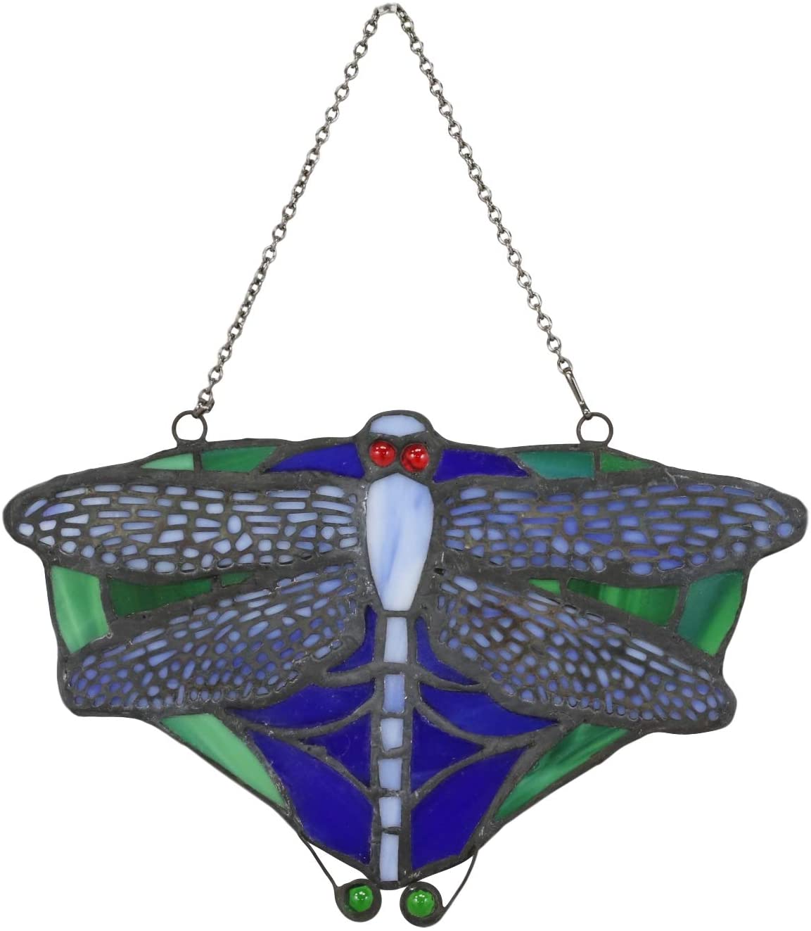 Ebros Tiffany 7.25" W Dragonfly Insect Suncatcher Stained Glass Art Panel Wall