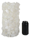 Pillar Quartz Crystal Mineral Stone Rocks Floral Vase Modern Accent Decor 12"H