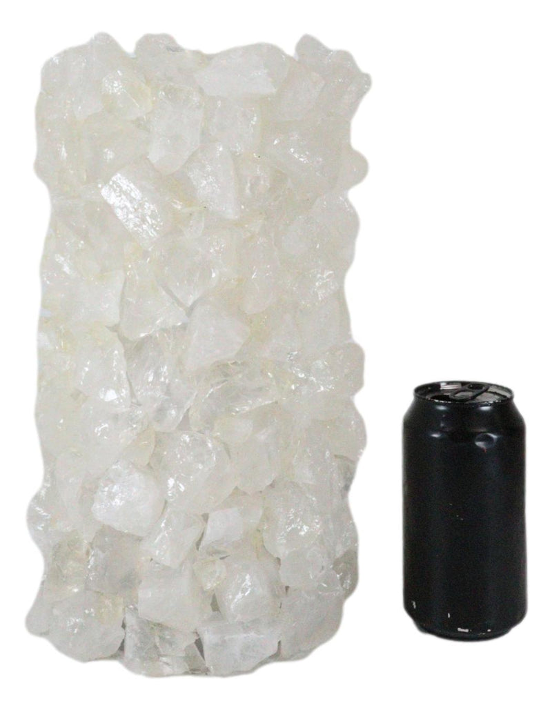 Pillar Quartz Crystal Mineral Stone Rocks Floral Vase Modern Accent Decor 12"H