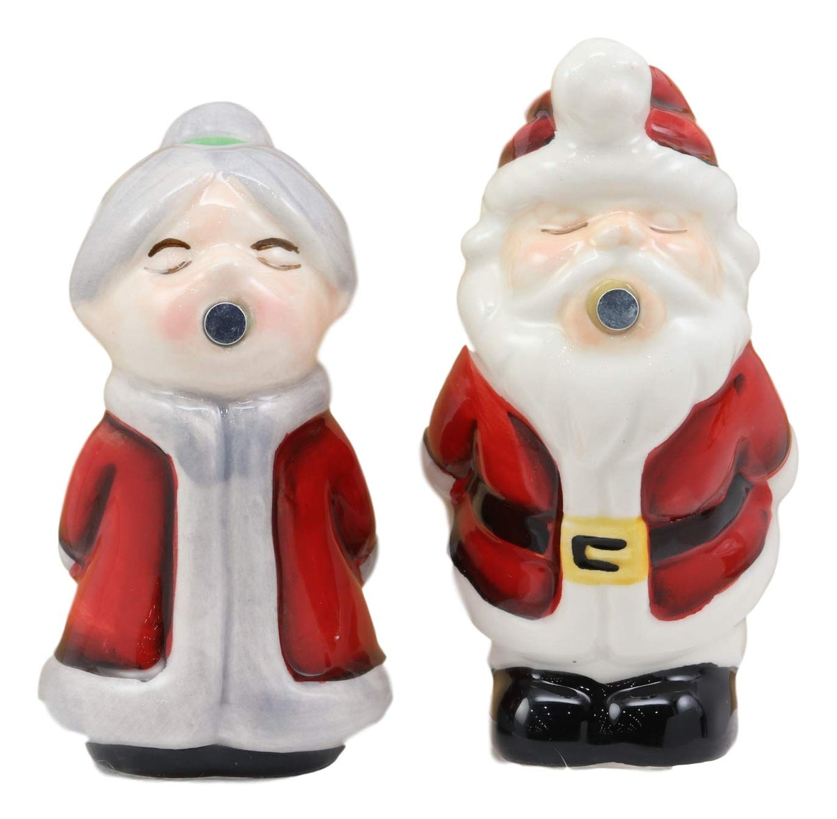Ebros Kissing Mr And Mrs Santa Claus Couple Magnetic Salt And Pepper Shakers Set - Ebros Gift