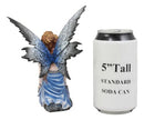 Ebros Pretty Blue Fairy Sitting On Rock Figurine 6.25" Tall Fairy Garden Decor Resin Statue