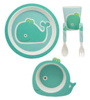 Moby Dick Whale Kids Children Toddler Baby 5 Piece Organic Bamboo Dinnerware Set