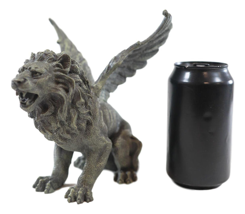Ebros Gothic Winged Aslan Roaring Lion Battle War Cry Gargoyle Figurine 7"H