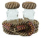 Rustic Western Cowboy Braided Lasso Ropes Salt And Pepper Shakers With Holder Set