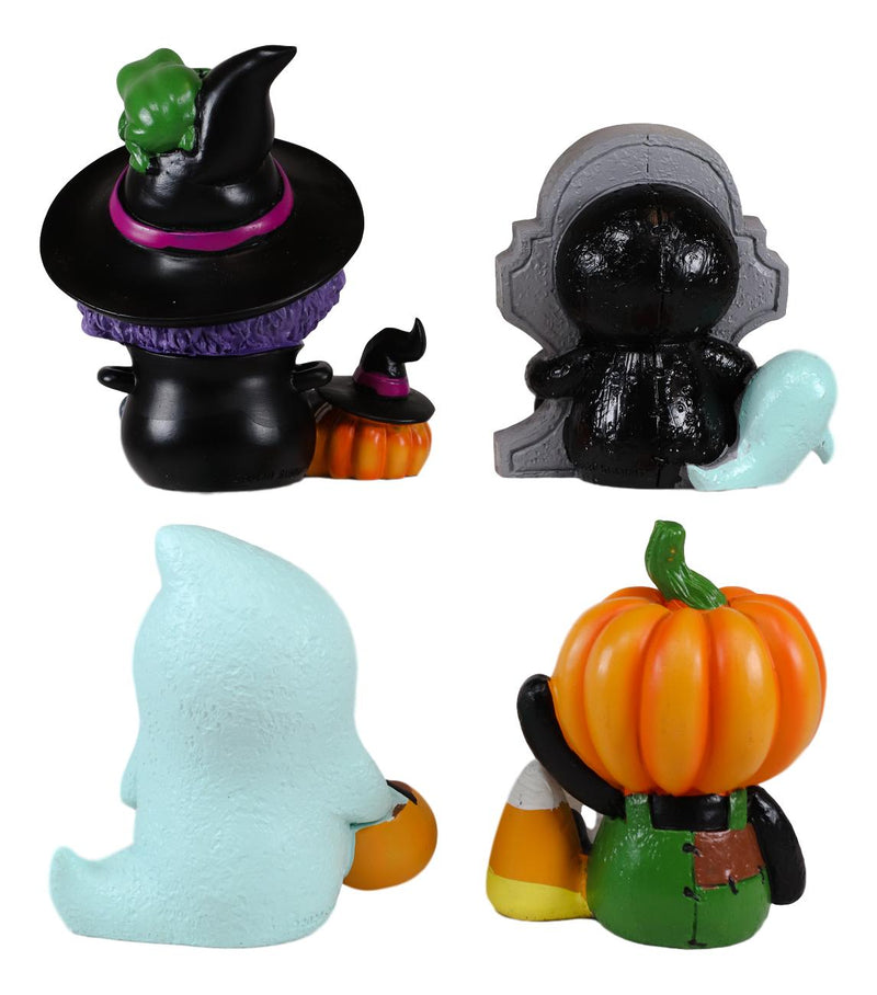 Ebros FurryBone Halloween Characters Skeleton Limited Edition Figurines Set Of 4
