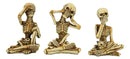 Gothic Necromancy Magic See Hear Speak No Evil Bony Skeleton Figurines Set Of 3