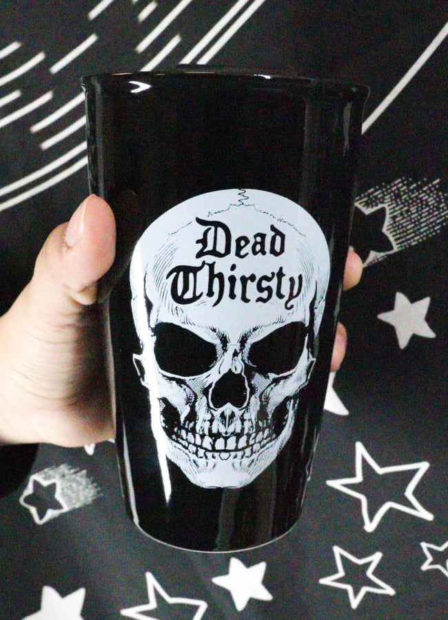Ebros Gothic Macabre Dead Thirsty Sinister Skull Ceramic Travel Coffee Mug Cup W/ Lid - Ebros Gift