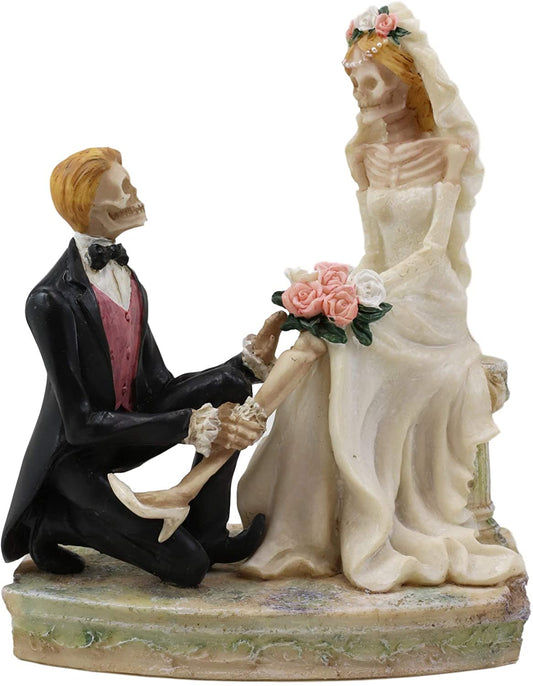 Ebros Love Never Dies Skeleton Bridal Couple Garter Removal Wedding Figurine