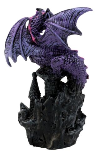 Spyro Purple Twilight Dragon On Castle Top Figurine 5"H Hyperion Dragon Statue