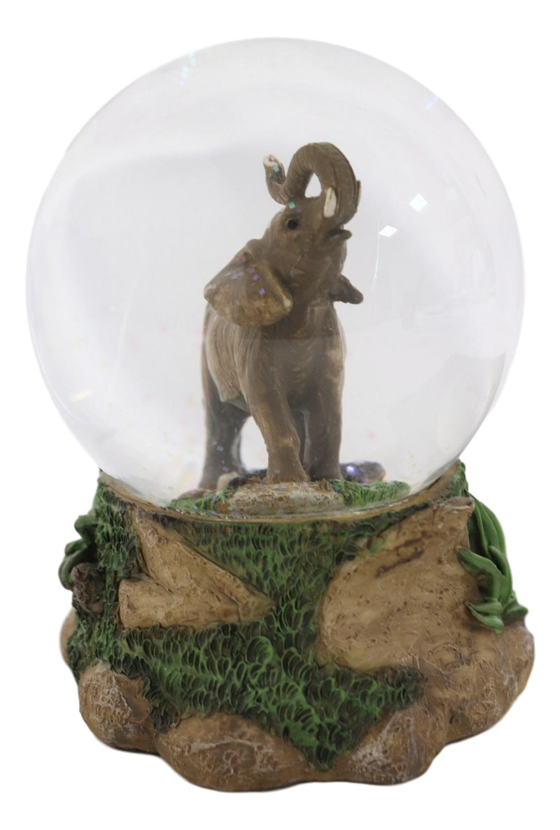 Safari Grasslands Savanna African Bush Elephant Glitter Water Globe Figurine