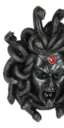 Greek Gorgon Goddess Medusa Head With Hair of Snakes And Red Gem Wall Decor