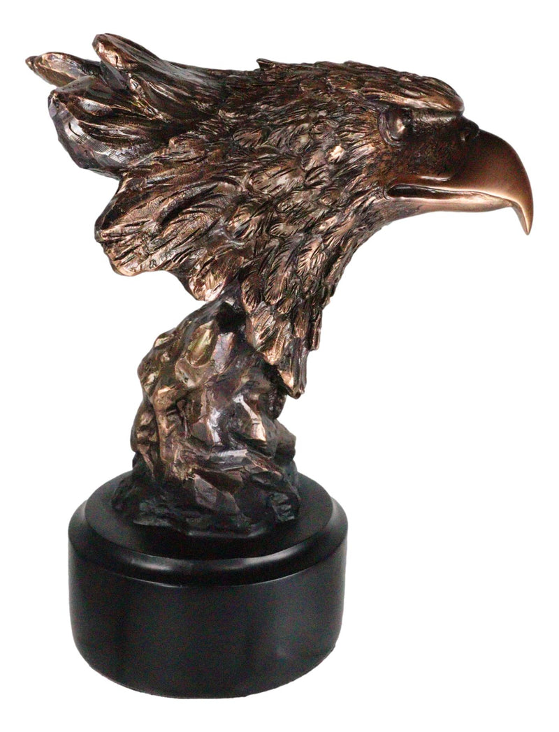 Majestic American Bald Eagle Head Bust Electroplated Bronze Figurine With Base
