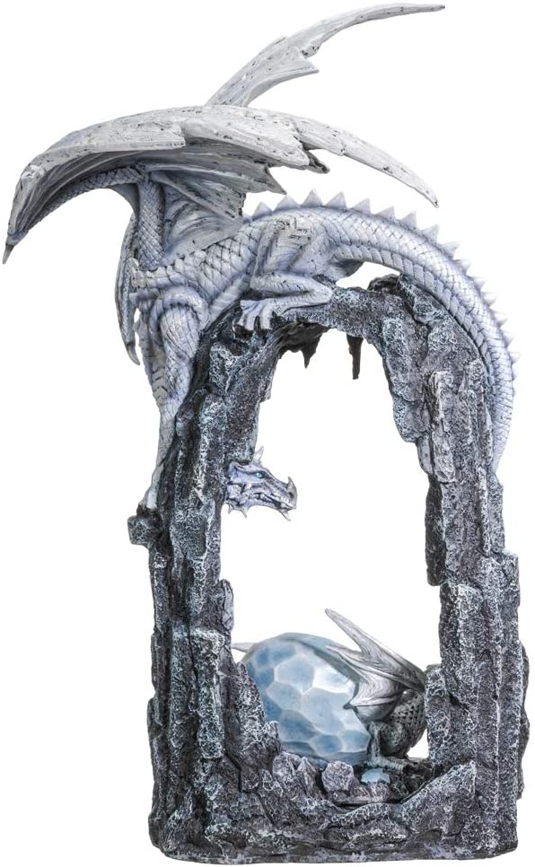 Ebros Ice Dragon Mother and Baby Hatchling in Egg Statue Decor Figurine 20"H