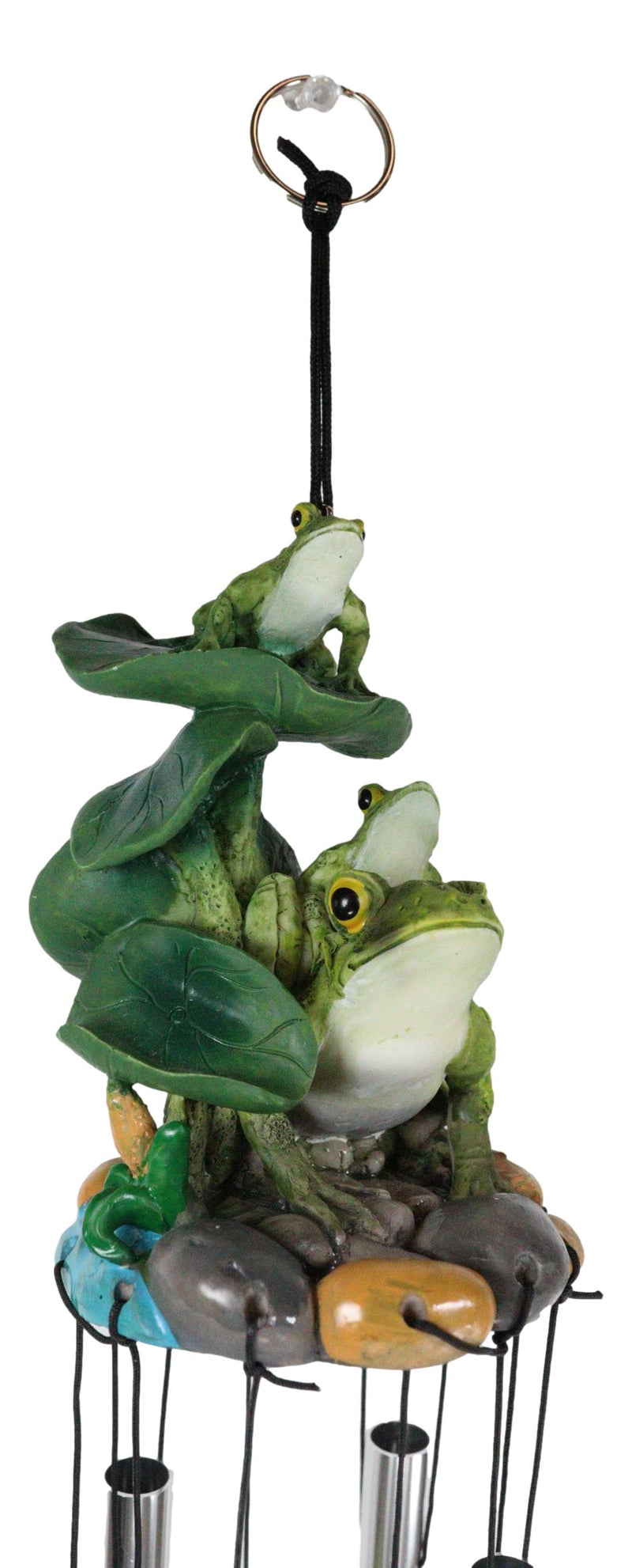 Ebros Pond Green Frog Family On Lily Pads Resonant Relaxing Wind Chime Patio