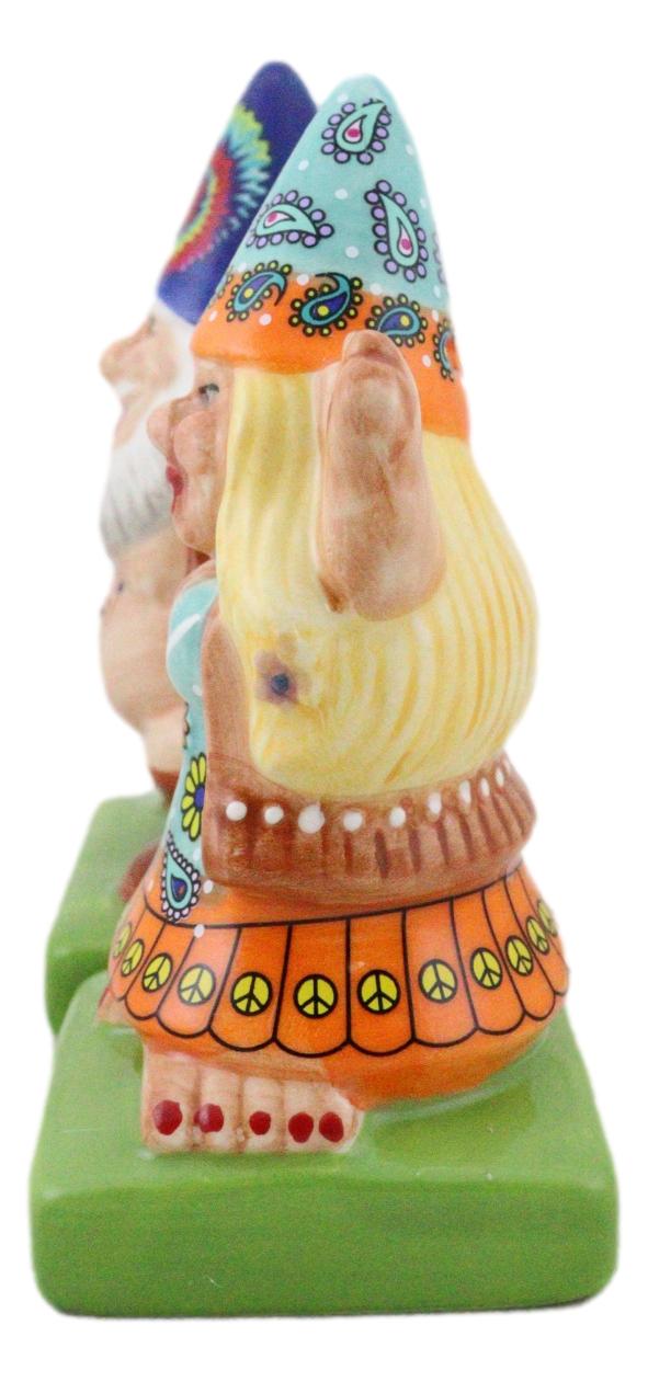 Free Spirit Hippie Mr Gnome And Flower Child Lady Gnomes Salt Pepper Shakers Set