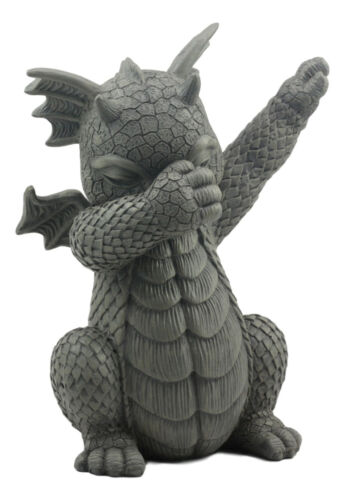 Ebros Whimsical Hip Hop Dabbing Garden Dragon Statue 9.25" Tall Look at My Dab