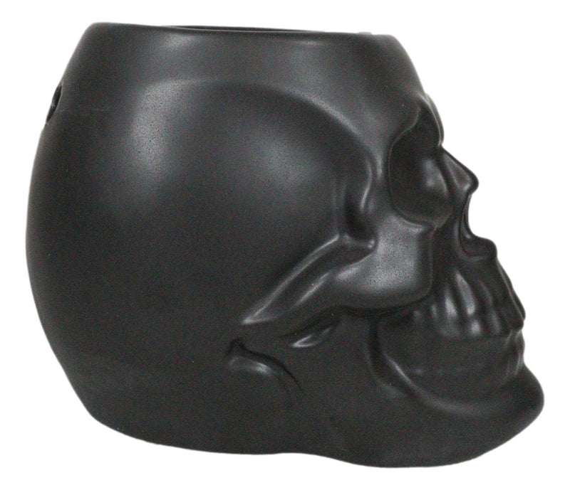 Matte Black Gothic Skull Skeleton Ceramic Votive Candle Essential Oil Warmer