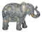 Auspicious Grey Glossy Mosaic Design Noble Aztec Elephant with Trunk Up Figurine