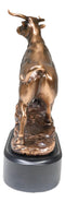 Western Wild Cattle Bull On Pride Rock Electroplated Resin Statue With Base