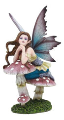 Twilight Purple Toadstool Fairy Garden Statue 7"Tall Wishing Upon A Star Fairy