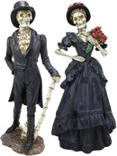 Ebros Skeleton Bride and Groom Couple in Steampunk Black Wedding Figurine 13"H