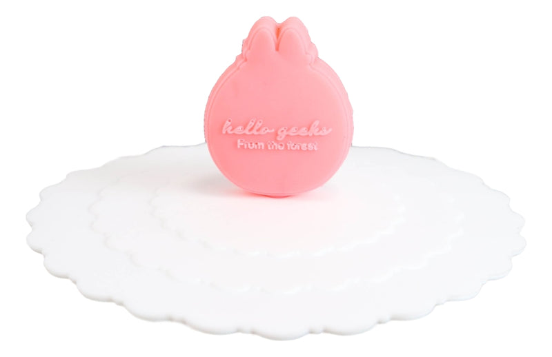 Pack Of 4 Pink Rabbit Reusable Silicone Coffee Tea Cup Lids Covers Air Tight