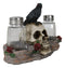 Ebros Day Of The Dead Raven Crow W/ Rose Skull Salt & Pepper Shakers Holder Set