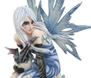 Elemental Ice Goddess Blue Fairy With Baby Dragon Hatchling Statue 12.25"Tall
