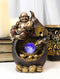 Happy Buddha Hotei Seated On Wine Gourd Backflow Incense Burner LED Light Statue