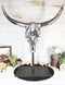 23"H Large Rustic Chrome Plated Longhorn Bull Steer Skull Resin Desktop Plaque
