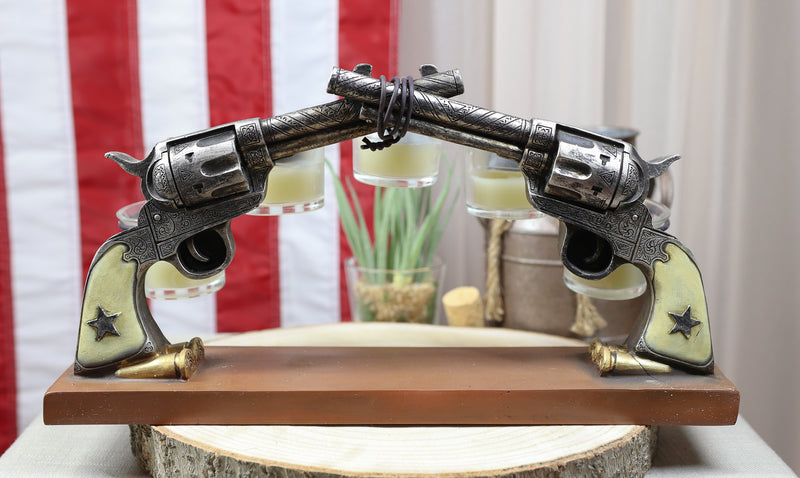 Rustic Western Cowboy Dueling Six Shooter Revolver Guns 5 Votive Candle Holders