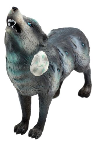 Full Moon Wolf Pack Native Tribal Howling Wolf Totem Spirit Figurine 6.25"L