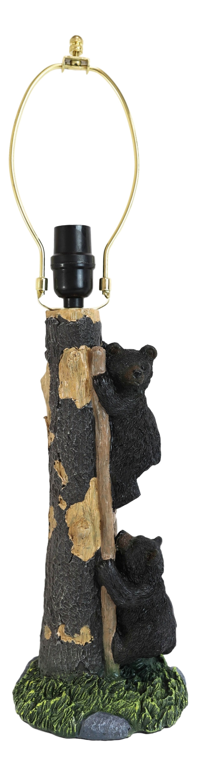 Rustic Forest 2 Bear Cubs Climbing Tree Ladder Table Lamp Statue with Shade 23"H