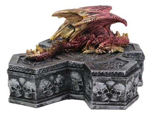 Ebros Celtic Knotwork Grave Tomb Skulls Mythical Sleeping Dragon Crucifix Box