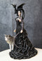 Gothic Maestra Maleficent Witch Fairy With Alpha Wolf and Black Dragon Statue