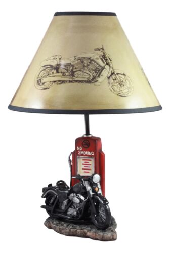 Ebros Old Fashioned Gas Pump Retro Bike Motorcycle Desktop Table Lamp W/ Shade