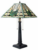 Summit Collection 26 Inch Stained Glass Pattern Shade Green Arrow Mission Lamp