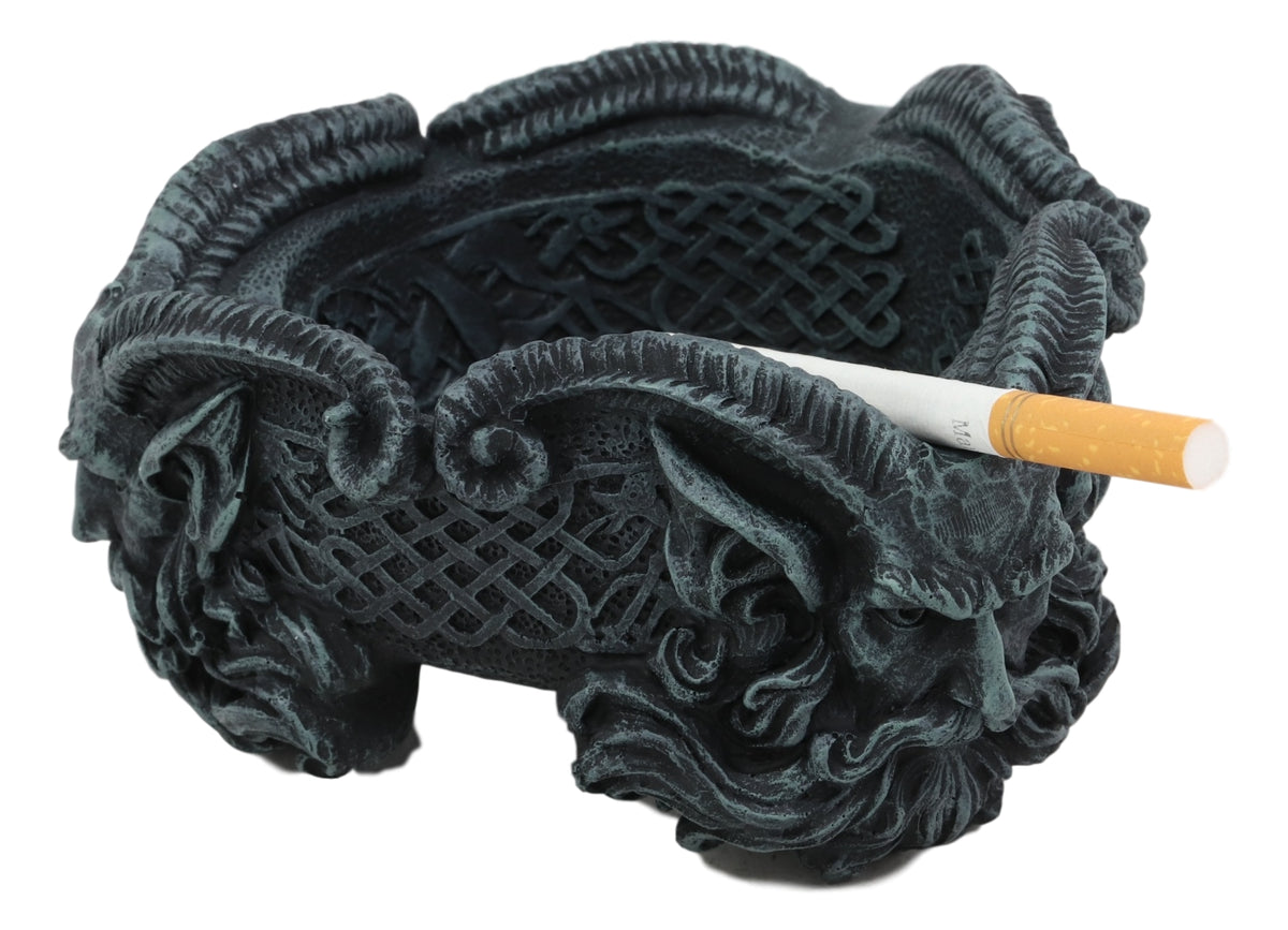 Ebros Greek God Three Faces of Pan Cigarette Ashtray with Celtic Knotwork Symbol - Ebros Gift