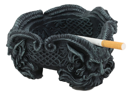 Ebros Greek God Three Faces of Pan Cigarette Ashtray with Celtic Knotwork Symbol - Ebros Gift