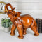 Ebros Faux Mahogany Wood Thai Buddha Elephant With Trunk Up Statue 14.25"Long