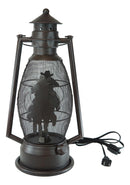 Old Fashioned Rustic Western Cowboy Electric Metal Lantern Lamp Or Shadow Caster