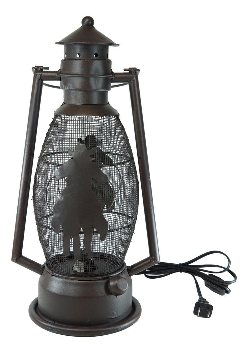Old Fashioned Rustic Western Cowboy Electric Metal Lantern Lamp Or Shadow Caster