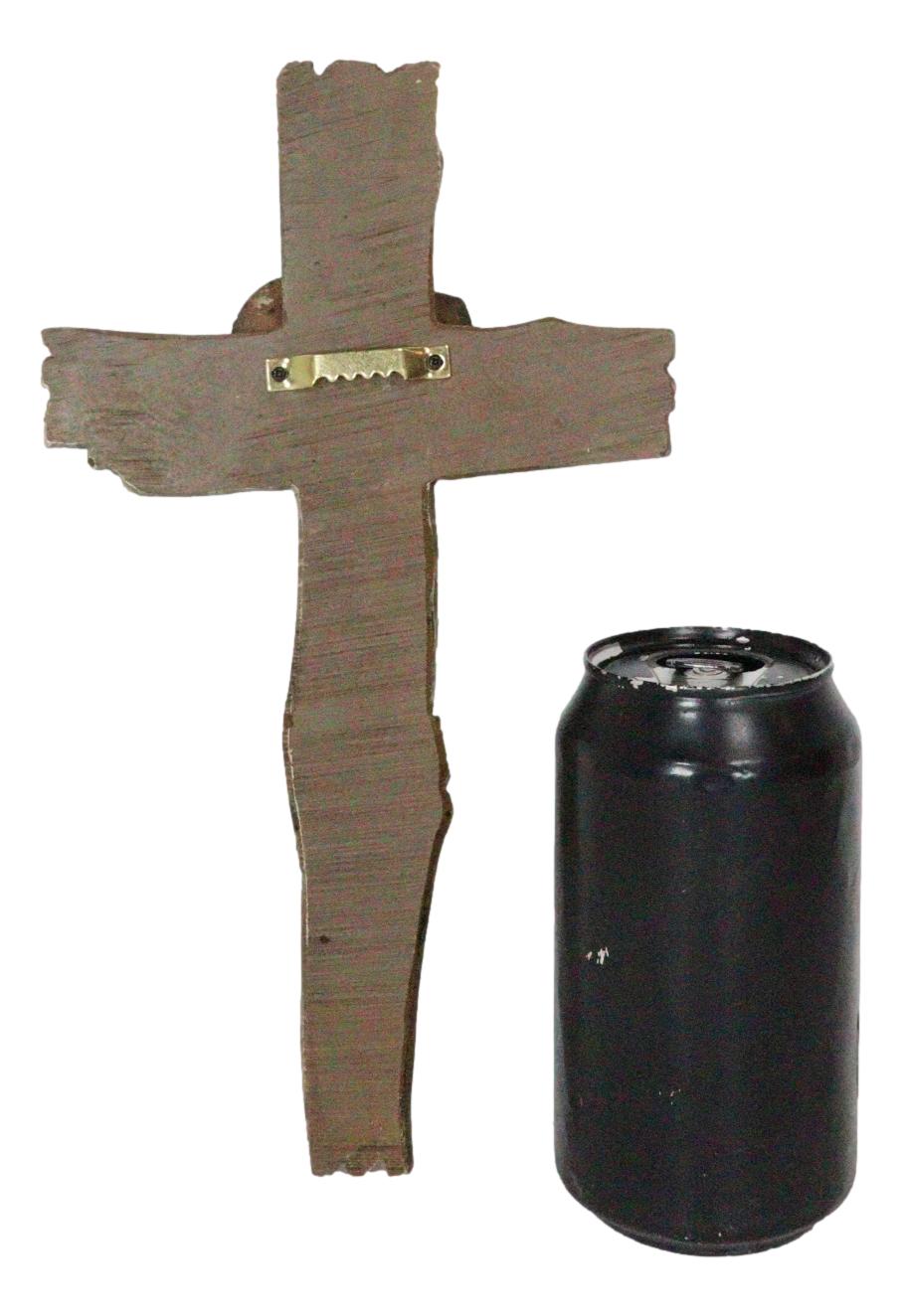 Rustic Western Distressed Faux Wooden Barbed Wires With Heart Plaque Wall Cross