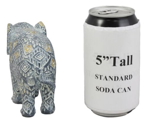 Ebros Silver and Gold Patterned Elephant Statue 5.25" Long Feng Shui Elephant Figurine Symbol of Wisdom Fortune and Protection (Calf Elephant)