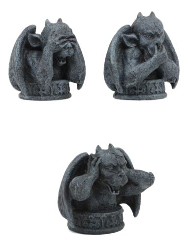 Notre Dame See Hear Speak No Evil Winged Gargoyle Statue Set Of 3 Mini Gargoyles